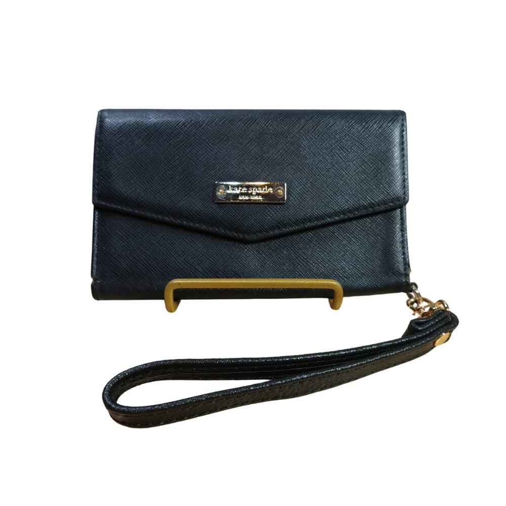 Kate Spade New York Wristlet Black Tri-Fold Clutch w/ 5 Card Slots & Cellphone